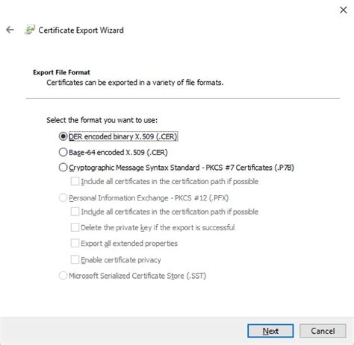 How can I export a certificate from MMC as a PFX file?