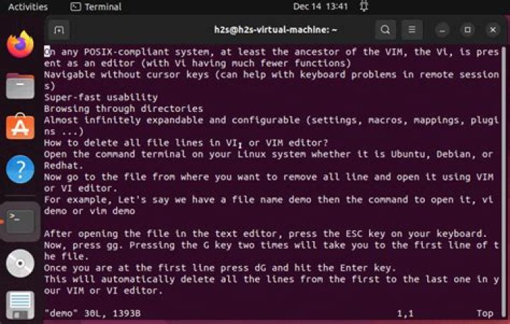 How can I select and delete lines of text in vi?