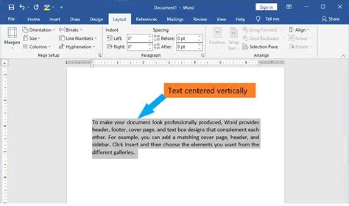 How do I centre text vertically in a line in Word?