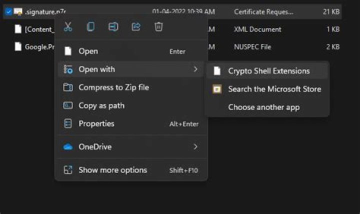 How do I get "crypto shell extensions" back in to open with in windows 11?