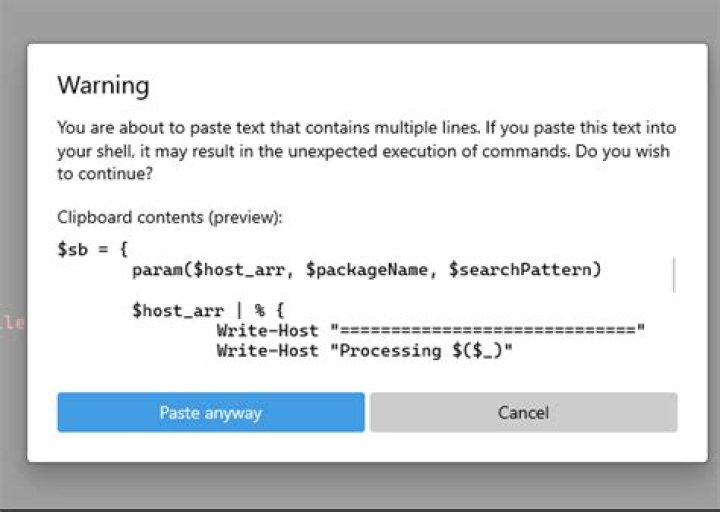 How do I get Windows Terminal to stop asking me every time I paste something into the terminal?