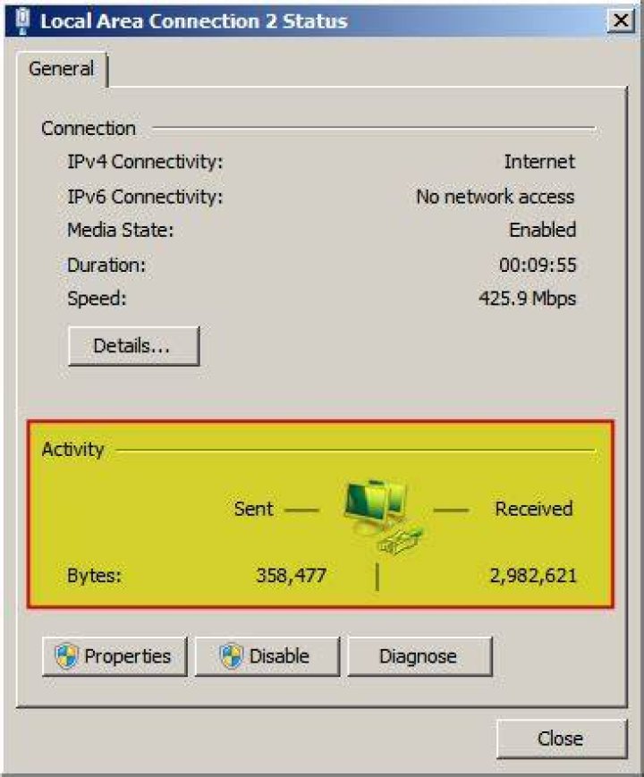 How do I see the network adapter statistics in Windows 7?
