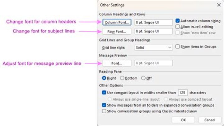 How to adjust the font size of the message list and of the folder list in Thunderbird?