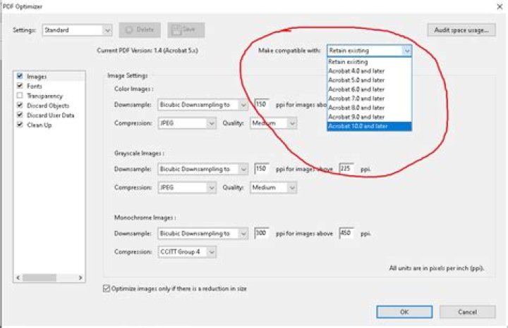 How to convert a PDF document to an older version