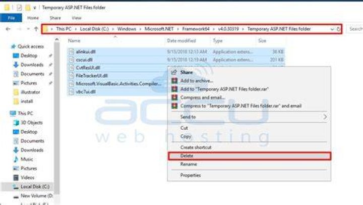 how to delete temporary asp.net files at once