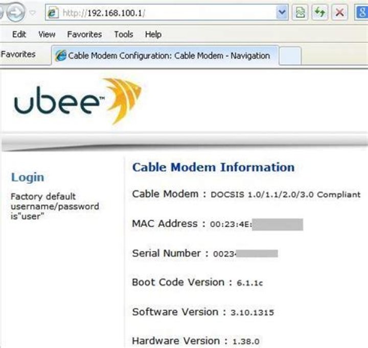 How to determine mac address of a modem on Windows 7?