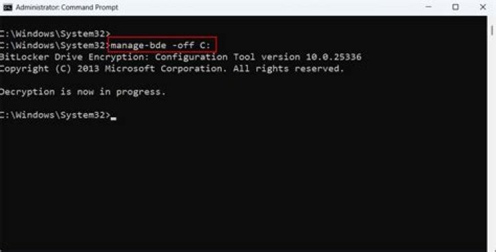 How to disable Bitlocker through command prompt?