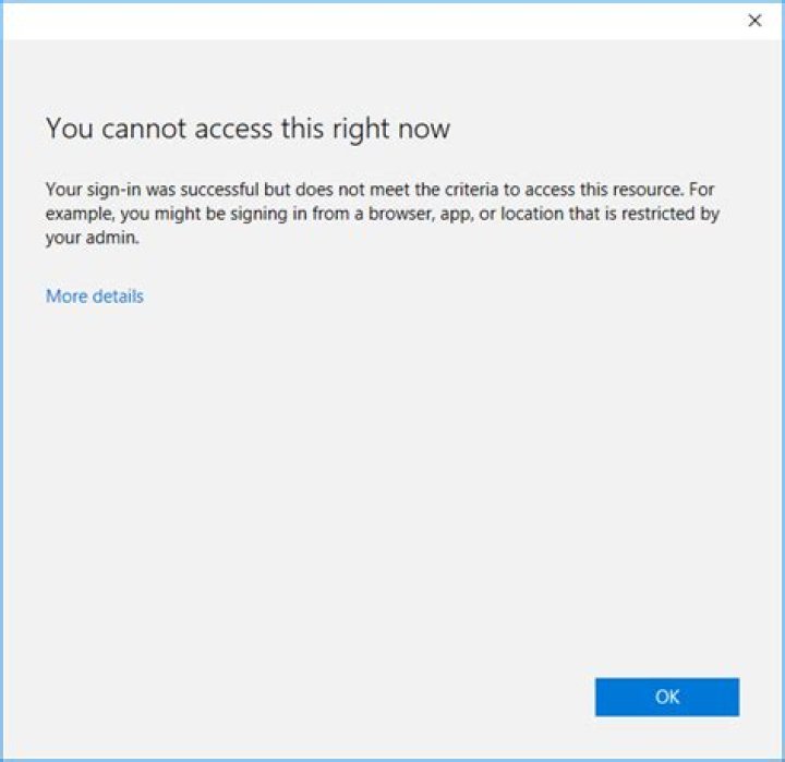 How to disable the "You cannot access this right now" modal pop-up dialog in Outlook?