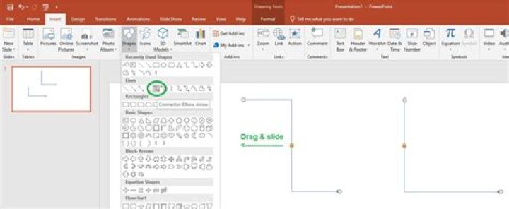 How to draw a line-shape with a single broken point in MS Powerpoint?