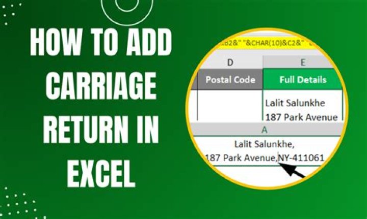 How to enter a carriage return in an Excel file