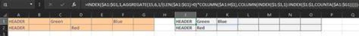 How to extract a list of data in a row ignoring blanks (Excel 2013)