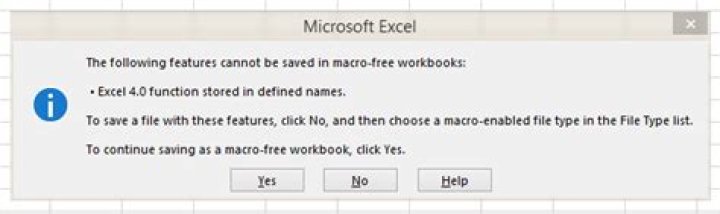 How to get rid of "The following features cannot be saved in macro-free workbooks" in excel 2013?