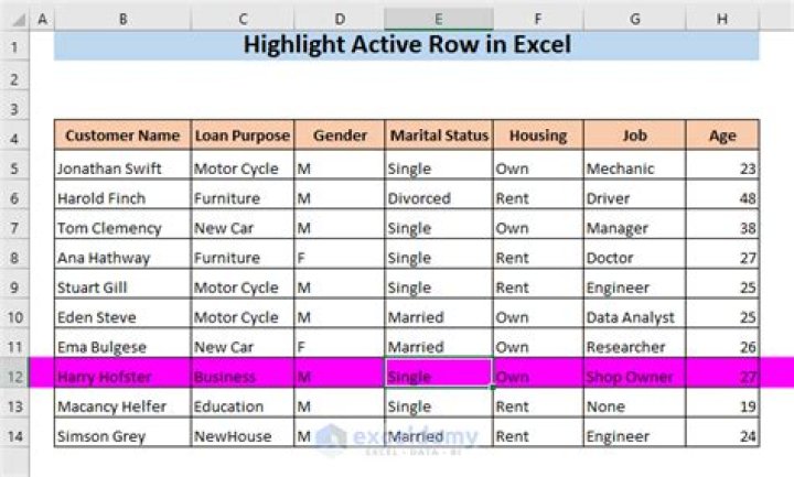 How to "highlight a row" in excel