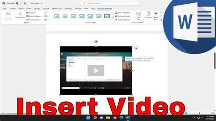 How to include video (video file, not online video!) in microsoft word?