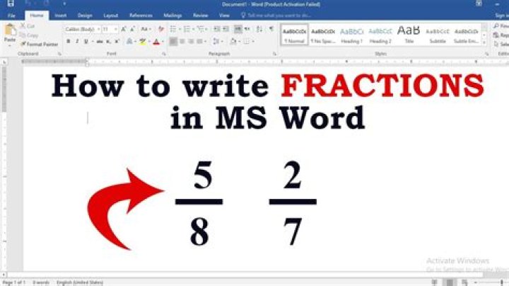 How to insert "fractions" in MS Word quickly