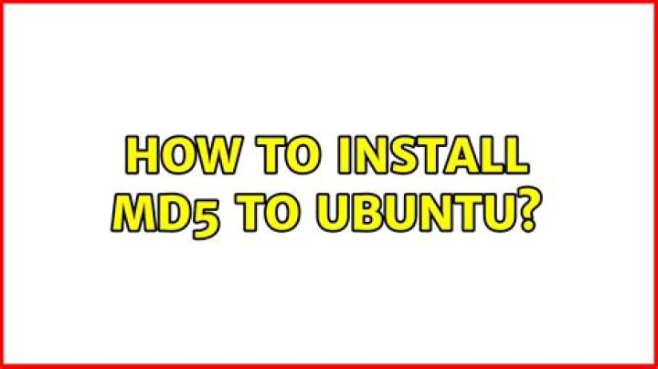 How to install MD5 to Ubuntu?