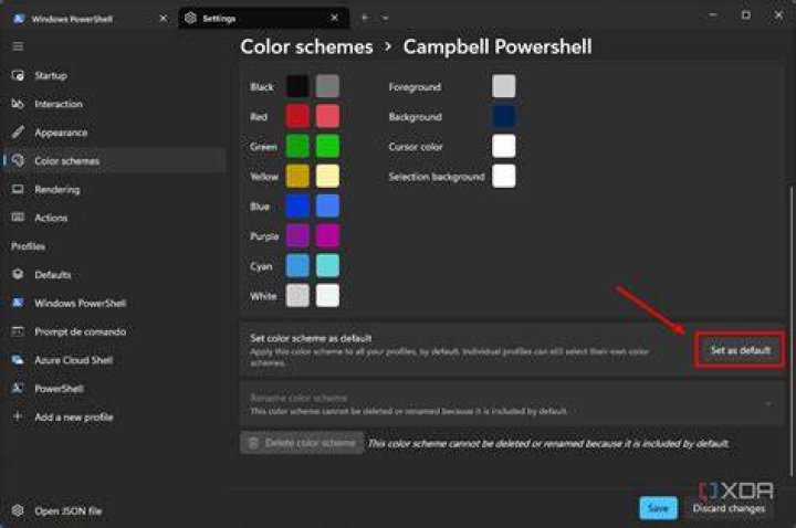 How to let pwsh (powershell 7) use windows terminal color scheme?