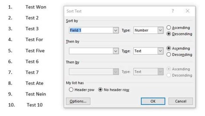 How to order a numbered list in descending order?