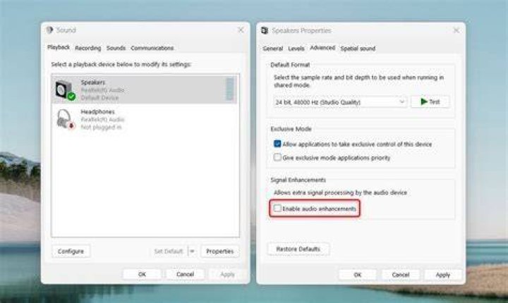 How to permanently disable audio enhancement in windows 10?