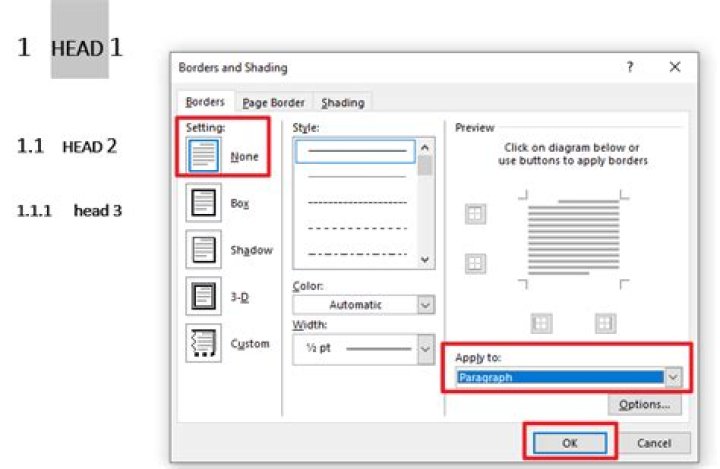 How to remove the line under the heading in Word?