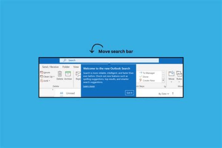 How to reset the search bar location in Outlook