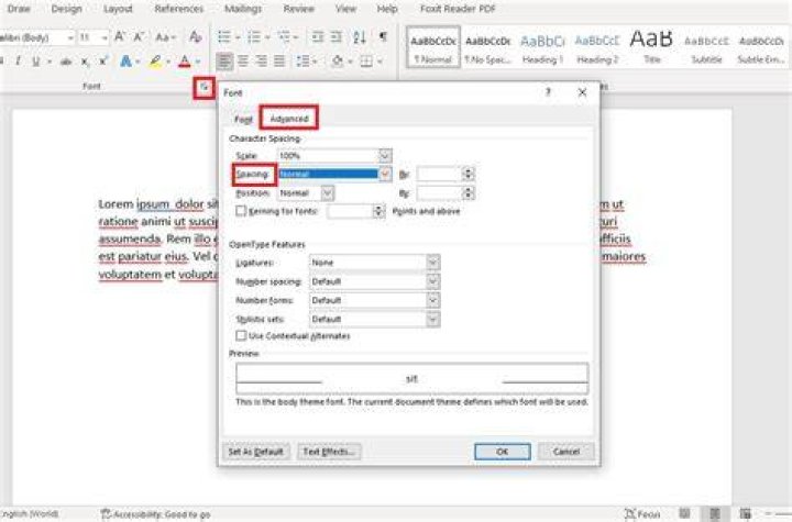 How to set space between words in MS Word