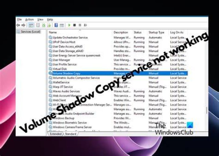 How to show volume shadow copy service tab?