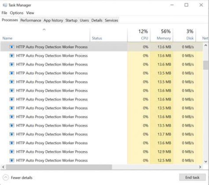 HTTP Auto Proxy Detection Worker Process high CPU usage