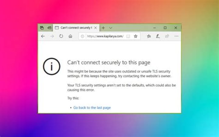 IE - Can’t connect securely to this page