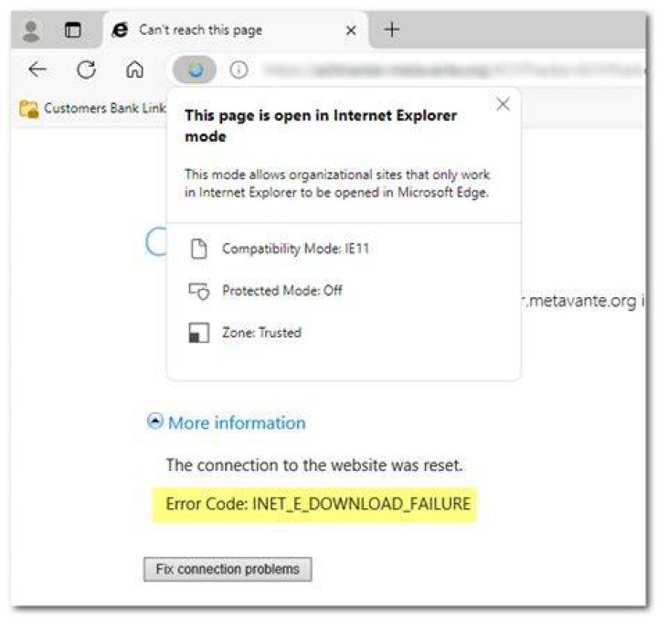 IE11 throws "Can't reach this page" INET_E_DOWNLOAD_FAILURE for HTTP, but all fine for HTTPS