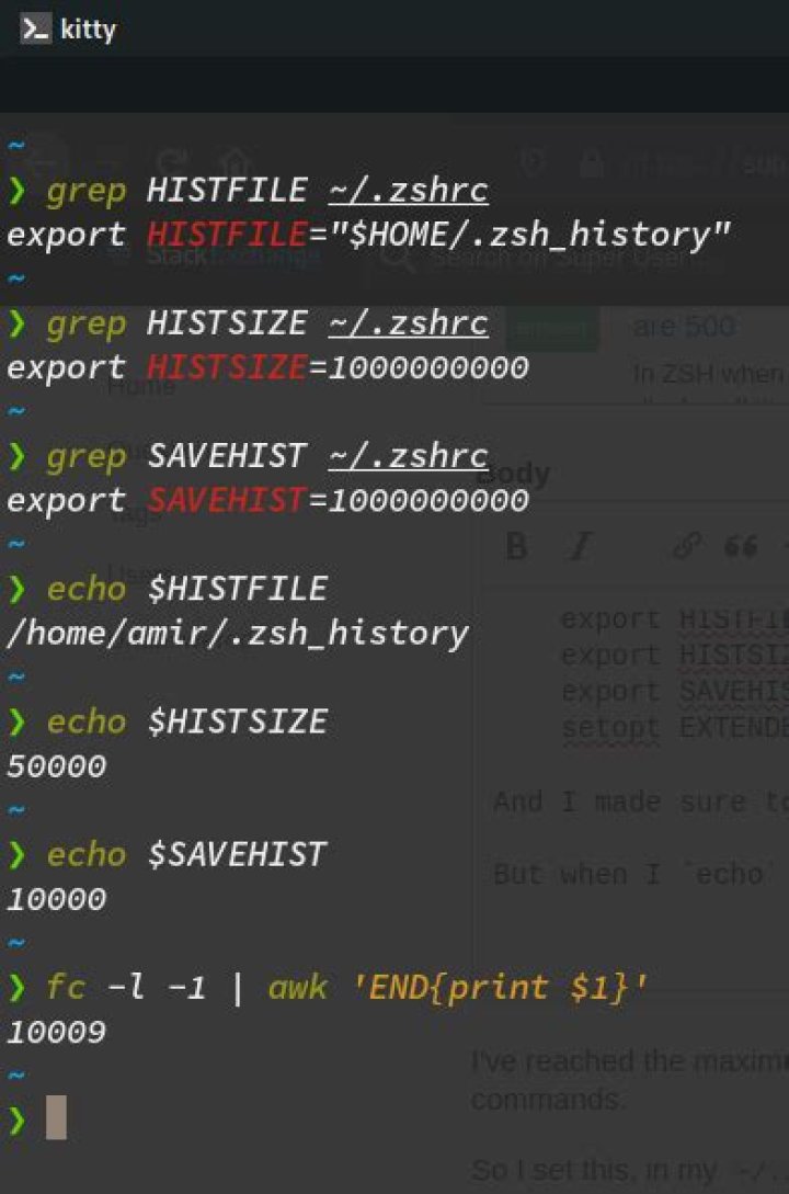 Increase the size of history for zsh