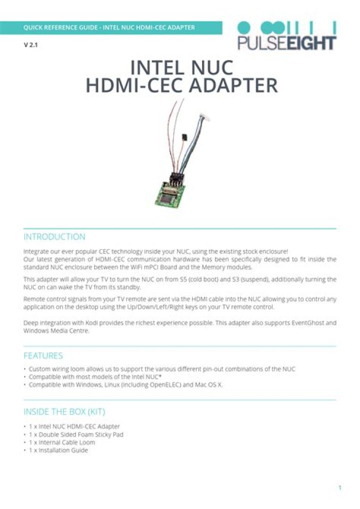 Intel NUC HDMI CEC BIOS configuration