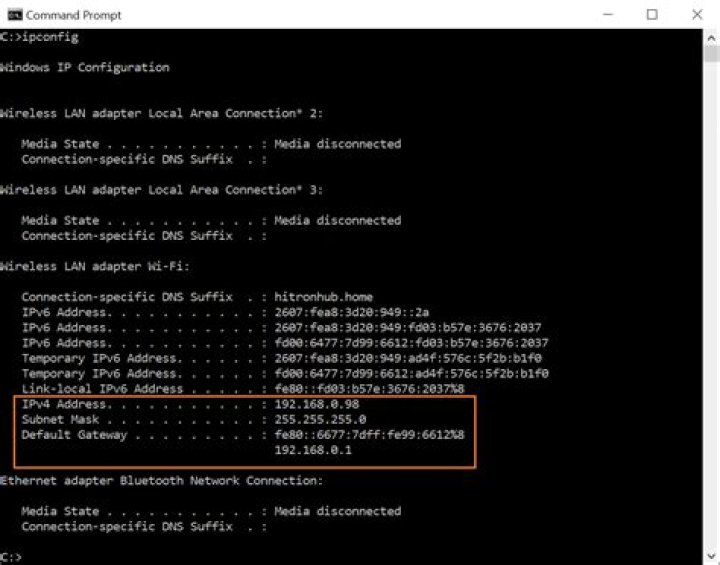 ipconfig output