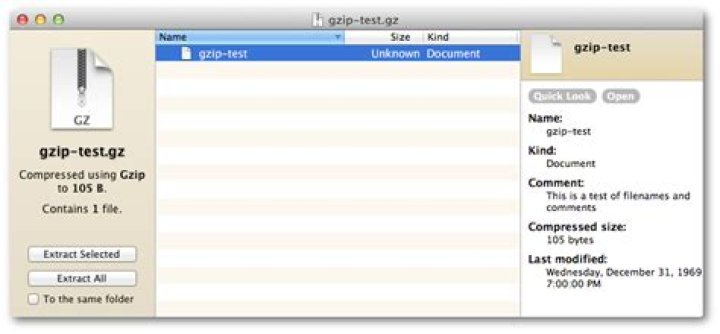 Is Gzip supposed to honor original filename during decompress?