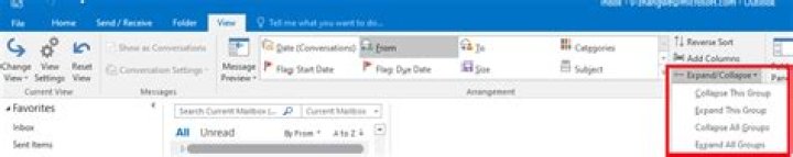 Is there a way to group emails by sender or receipient in Outlook?