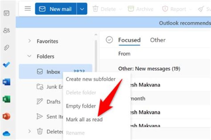 Is there an option for "Mark All Emails as Read Across All Folders" in Outlook?
