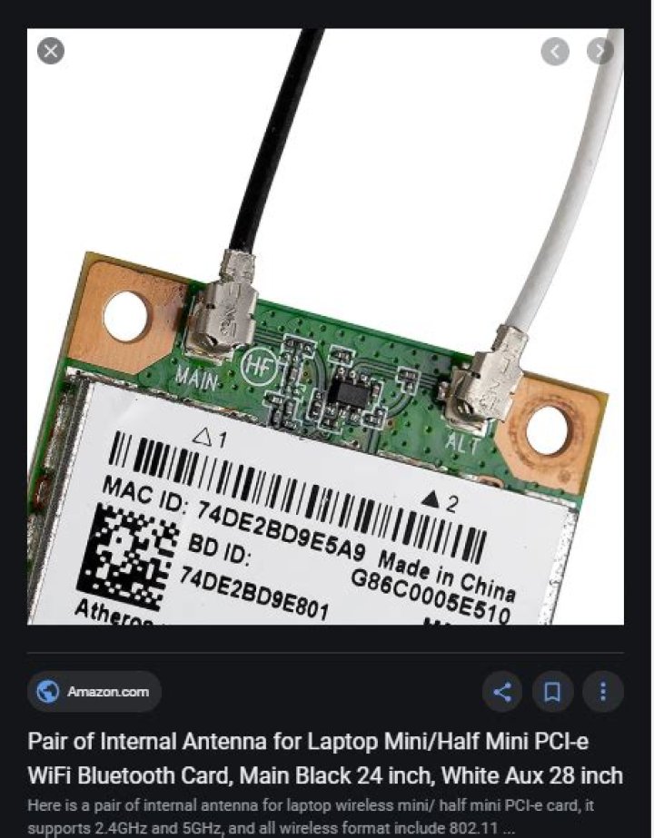 Is there any standard colour coding on the module for Wifi and Bluetooth of laptops?