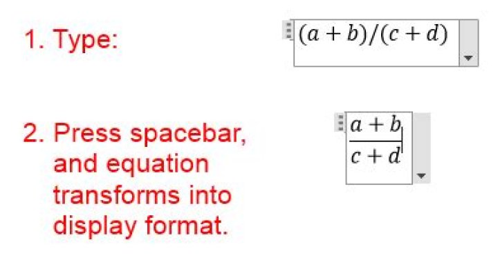 Linear equation entry in Word 2007 and above