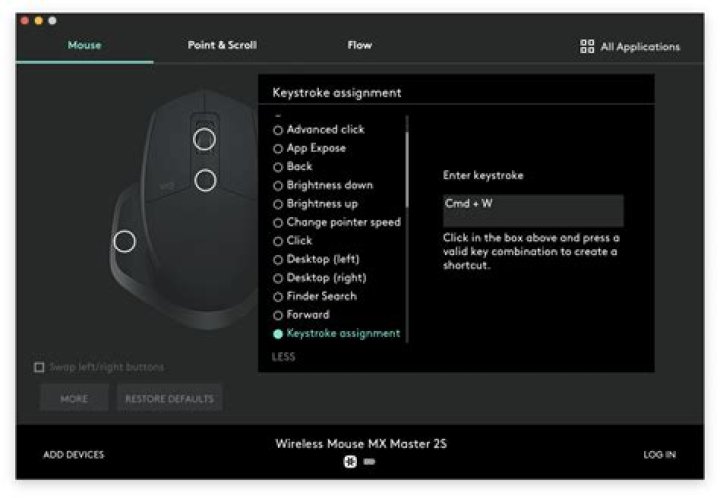 Logitech Options doesnt have Copy and Paste options for MX Master 2s Mouse on MacOS