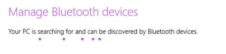 Manage Bluetooth in Windows 8.1 stuck at searching