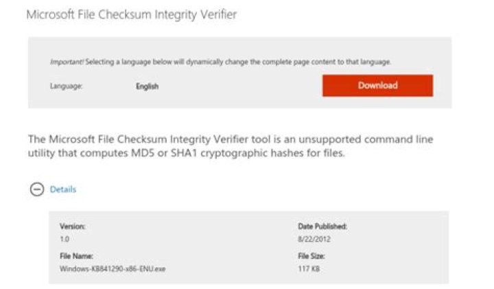 Microsoft File Checksum Integrity Verifier (fciv.exe) not working/error