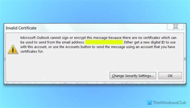 Microsoft Outlook cannot sign or encrypt this message because your certificate is not valid