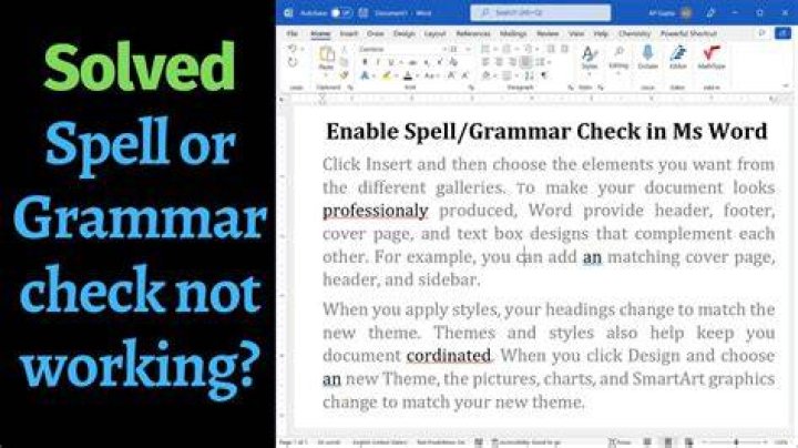 Microsoft Word 2016 Spell Check not working