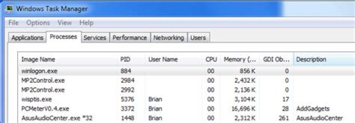 Missing description and username in Task Manager