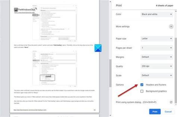 modify page header and footer when printing in Chrome