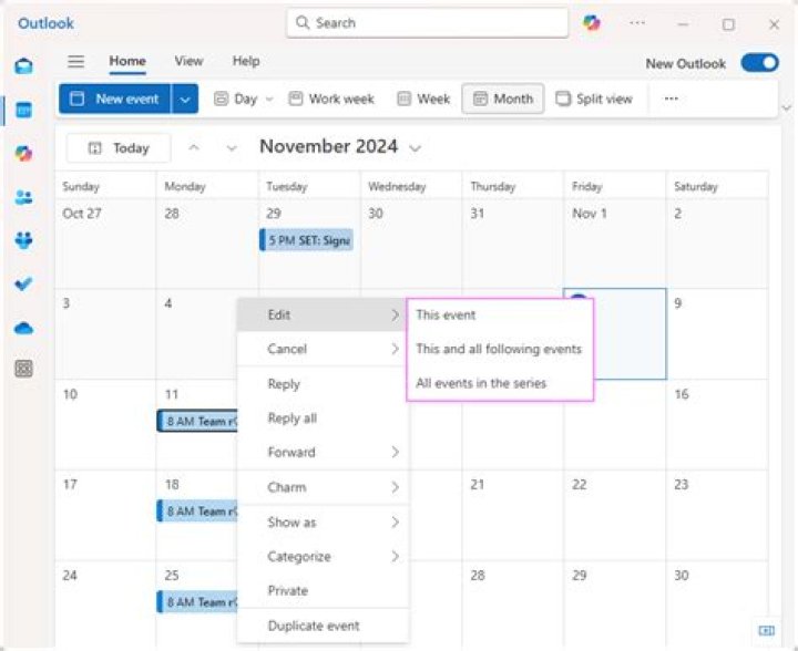Move Recurring Appointment to a Different Calendar