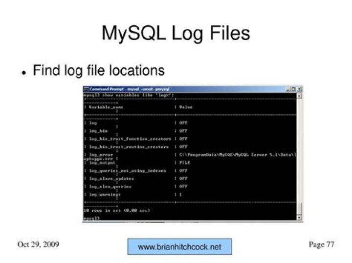 MySQL Log Files in CentOS