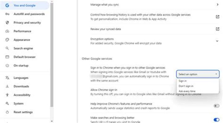 new allow chrome sign in location