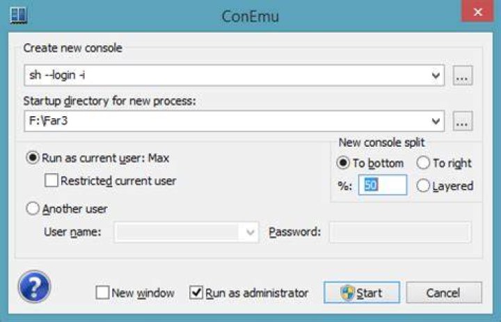 New console dialog in ConEmu