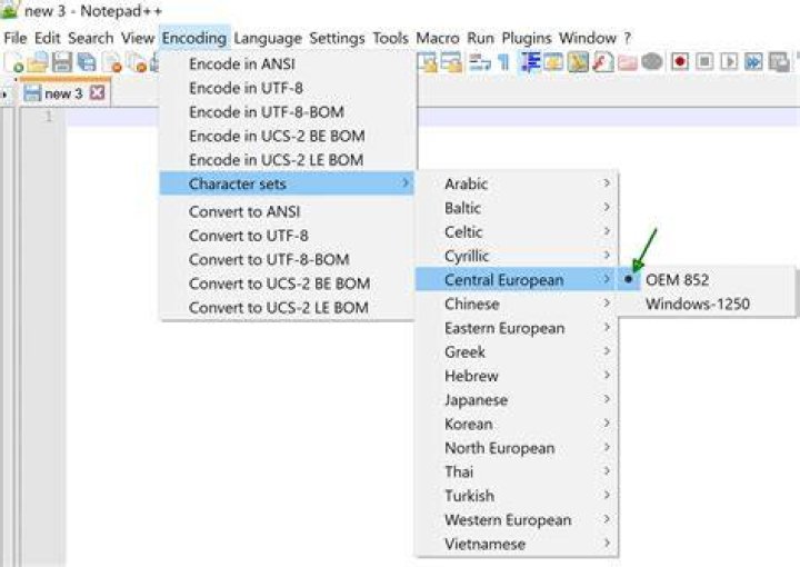 notepad encoding